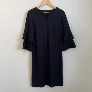 Black J. McLaughlin Bell Sleeve Ponte Sheath Dress - Size Small